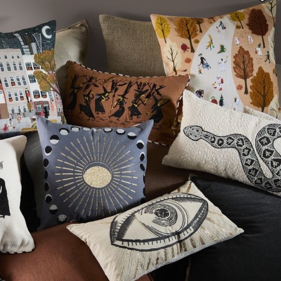 NEW West Elm Halloween Trick or Treat Pillow Cover - Terra Cotta - Picture 3 of 3